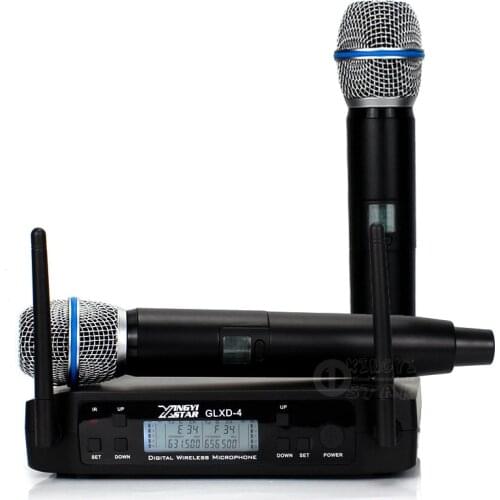 GLXD4 UHF Wireless Microphone Professional BETA87A BETA 87A Handheld Cordless Microphone System 600-650Mhz Frequency Adjustable