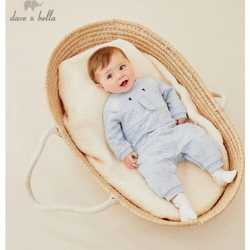 DBH14442 dave bella autumn new born baby boys fashion cartoon print jumpsuits infant toddler clothes children romper 1 piece