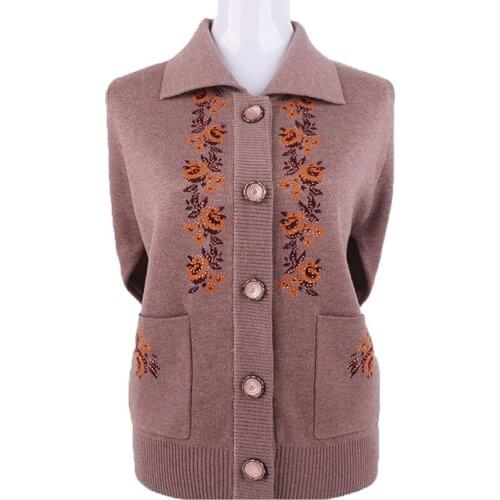 Middle-aged and Elderly Mother Sweater knitted Wool Sweater Cardigan Spring Autumn Single-breasted Jacket Outwear Plus Size 5XL