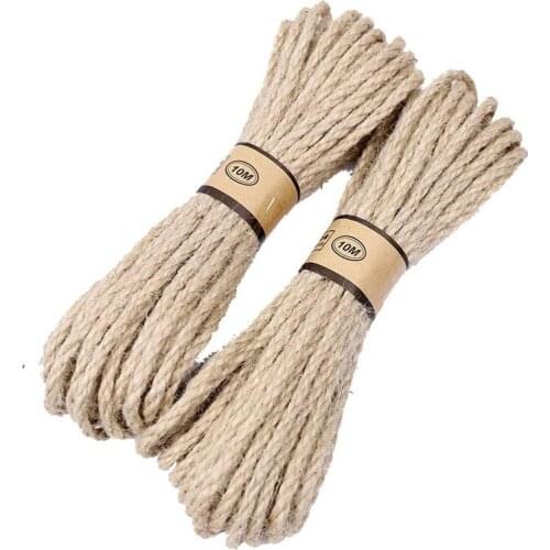 10m Jute Rope Natural Thick Jute Twine String for Floristry, DIY Arts Crafts, Gardening Bundling and Cat Scratch Post(Dia 6mm)