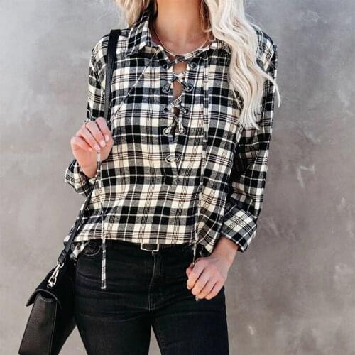 Женские рубашки в клетку Goocheer China At AliExpress
