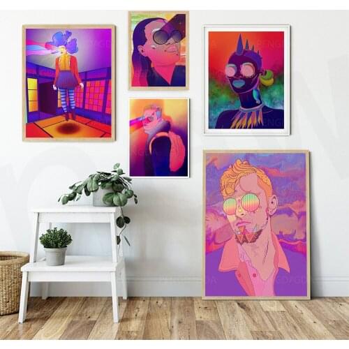 HD Prints Fashion Girl and Man Glasses Poster Wall Art Modular Abstract Canvas Painting No Frame Pictures Home Decor Living Room