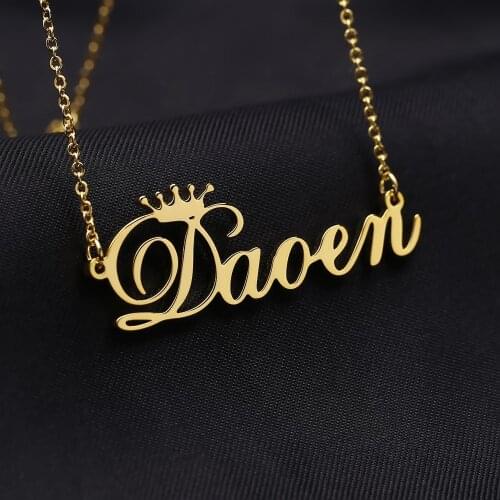 Zciti Personalized Name Crown Necklace Stainless Steel Charm Custom Name Jewelry Any Name Many Font To Choose For Girl Womem