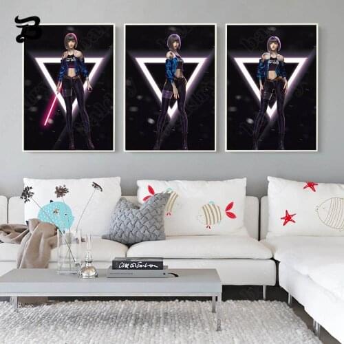 Canvas Painting Wall Art Animation Painting 3D Slim Short Hair Girl Canvas Posters Prints for Living Room Home Wall Decoration