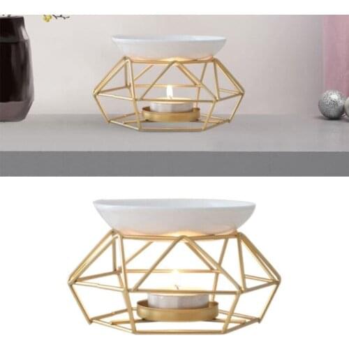 Aromatic Oil Burner Geometric Ceramic Essential Oil Candle Holder Wax Melt Warmer Melter Fragrance Elegant Decor for Home Office