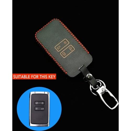 4 Buttons Leather Car Remote Key Case For Renault Ridjar Megane Capturer 4 Rs Koleos Logan Cover Keychain Protect Accessories