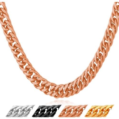 Cuban Curb Link Chain Necklace Mens Jewelry Gold/Rose Gold/Black Plated Wholesale Party Gift Accessories N843Y