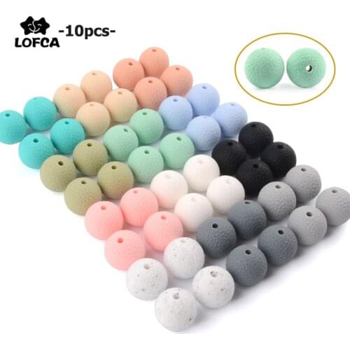LOFCA 10pcs/lot 15mm silicone leather look beads Silicone Leatherette look beads Baby Teething Beads DIY Chewable Teething