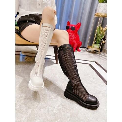Fashion Trend Martin Boots Spring And Summer New Mesh Breathable British Style Long-Tube Womens Boots