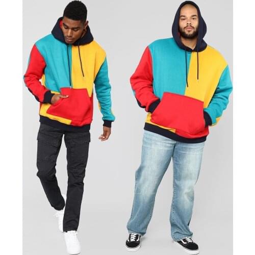 Men Hip Hop Coat Hoodie Sweatshirts Fashion Sport Casual Sweatshirts Comfortable Splicing Personality Long Sleeves 2020 Hot
