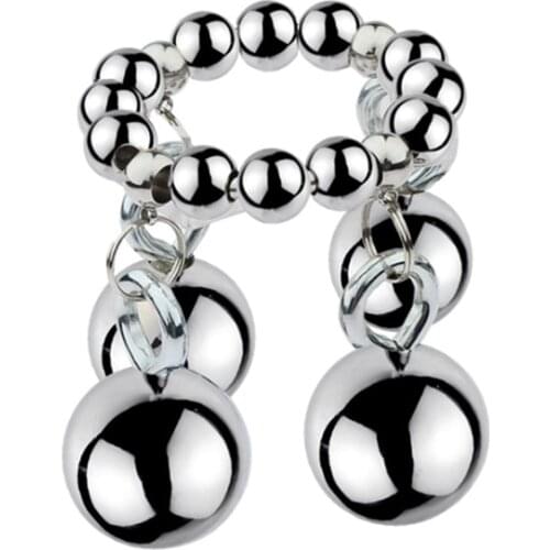 Male Metal Beads Dick Penis Cock Ring Stainless Steel Scrotum Pendant Balls Hard Erection Ejaculation Delay Device Sex Product