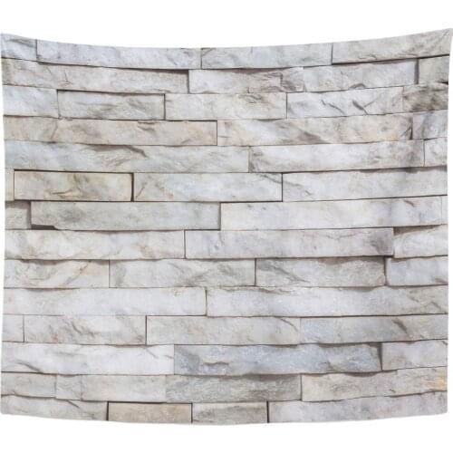 Natural Brown Stone White Marble Brick Wall and Colorful Stack Foundation Outside Tapestry Home Decor Wall Hanging