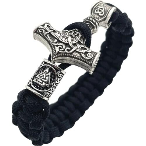 Nostalgia Thor Hammer Norse Viking Bracelet Rune Charms Bead Jwelry For Women Bangles Bracelets Vikingo Men Jewelry Dropship