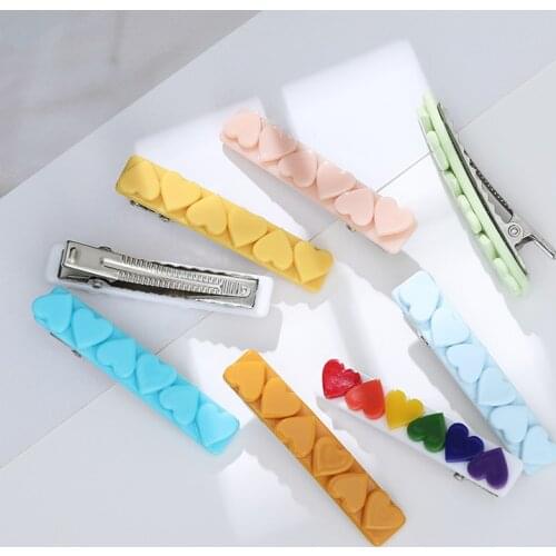 Wholesale price Colors Solid candy cute heart shaped Clips Hairpin Girls Hair Clip Headware Kids Hair Accessories
