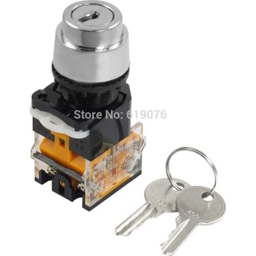 AC 415V 10A 1NO 1NC DPST Keylock 2 Position Selector Latching Push Button Switch