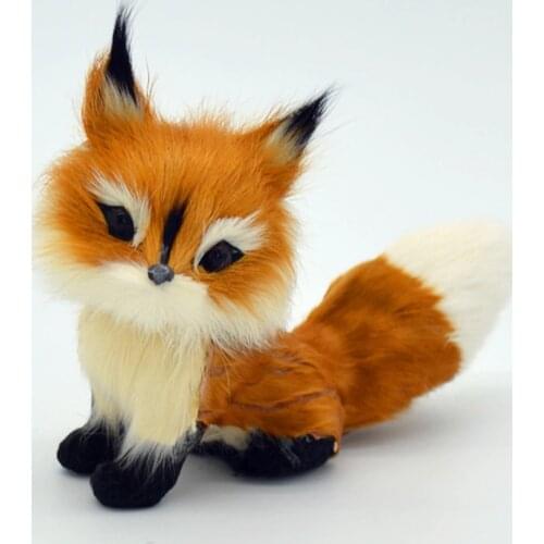 Plush Toy Soft Home Lovely Simulation Fox Gifts Small Decoration Birthday Mini Squatting Stuffed Animal Model Girls Wedding