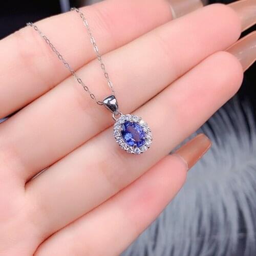Tanzanite sterling silver necklace sterling silver 925 jewelry charms charm dangles Classic Fashion silver