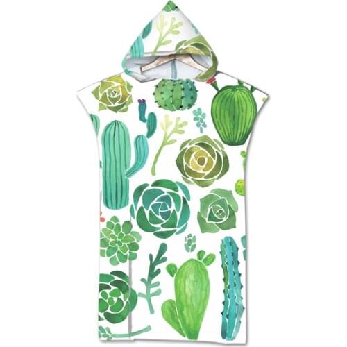 New leaves geometry Towel Adult Microfiber Dressing Robe Hooded Bath Towel Swimming Surfing Beachwear