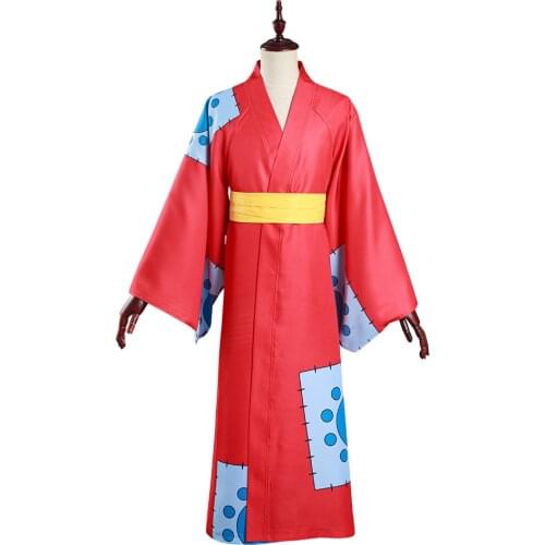 Anime One Piece Wano Country Monkey D. Luffy Cosplay Costume Kimono Uniform Red Outfits Halloween Carnival Suit Men Women
