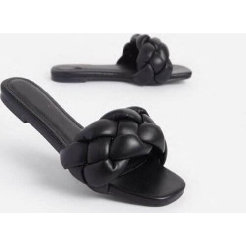 2021 New Fashion Weaving Summer Slippers Women Casual Open Toe Flat Sandals Woman Comfortable Beach Slides flip flops