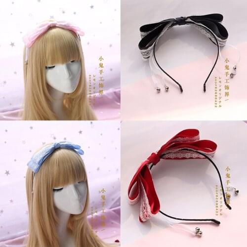 Sweet Japanese handmade lace oversized headband bow hair accessories tiara hairpin bell headband Cosplay performance