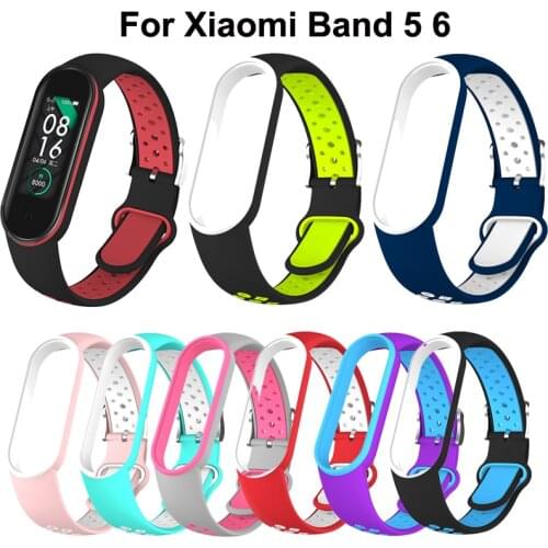 Replacement Strap For Xiaomi Mi Band 5 6 Porous Anti-sweat Two-color Bracelet Sport Wrist Straps Bracelets For Xiaomi 5 Miband6