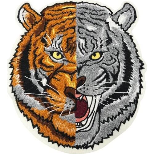 Tiger Wolf Embroidery Sew On Patches For Clothing Applique DIY Denim Jacket Coat Dress Accessories Cloth Sticker Animal Stripe