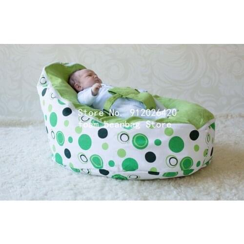 Green polka dots Newborn Baby Bean Bag Chair Lounger Sleeping Bed-Nursery Portable Seat Baby Beanbag