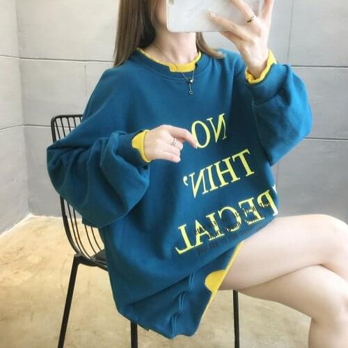 Korean 2021 Ms letter Sweatshirt Print Cute Hoodies Women Thin spring and fall Harajuku Hoodie Crewneck Sweatshirts FC1078