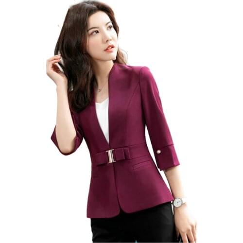 Formal Women Pant Suits Office Ladies Work Wear Half Sleeve Blazers Spring and Summer Business Skirt Suit