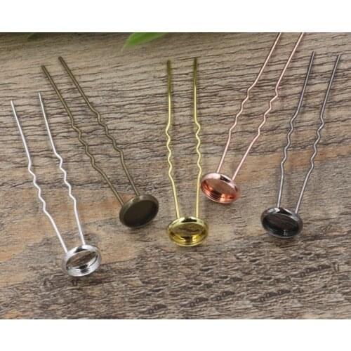 10pcs 10/12/14mm Hair Jewelry Settings Cabochon Base Blank Bezel Trays forHairclip Hairpins Barrettes Retro Head Wear DIY