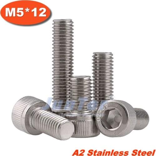 100pcs/lot DIN912 M5*12 Stainless Steel A2 Hex Socket Head Cap Screw