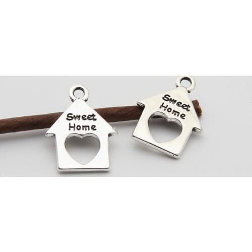 20pcs Silver Color Small Sweet House Charms Making Diy Room Pendant Bangle Earrings Jewelry Wholesale 17x12.5mm A3384