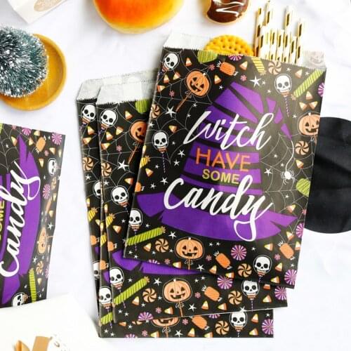 20pcs Happy Halloween Kraft Paper Candy Bags Ghost Pumpkin Cookie Packaging Bags Halloween Party Favors Gifts Jewelry Box Bags