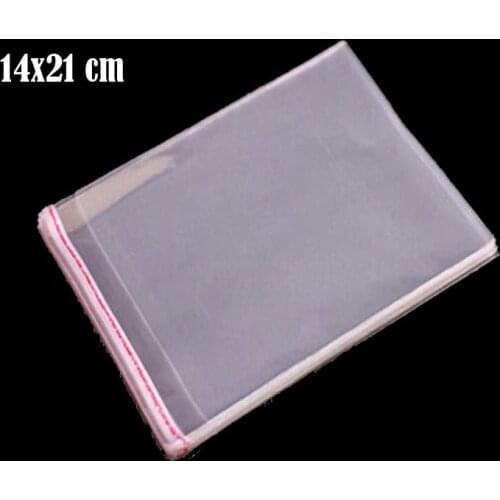 200 pcs 14 x 21 cm Crystal Clear Poly Cello Bag 5.51" x 8.27" Self Adhesive Seal Opp plastic Cellophane Bags