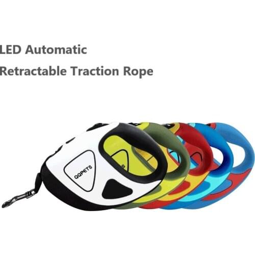 3 and 5 meters Pet Dog Automatic Retractable Fiber Dog Leash LED Shining Automatic Stretching Dog Hand Holding Rope Pet Products
