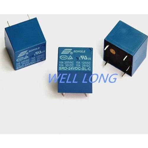 5 pcs/lot ) 24V DC Coil SPDT Power Relay,250V AC/30V DC ,10 Amps, SRD-24VDC-SL-C