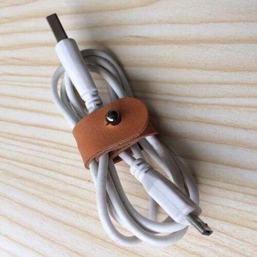 5PCS New PU Leather Buckle Cable Winder Cable Wire Organizer Headphone Cord Holder For iphone samsung USB Charger Data Lines