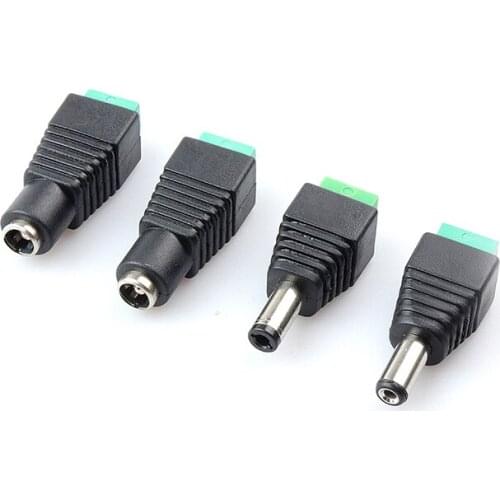 5PCS DC plug 5.5*2.5 5.5*2.1mm female male head solder free power plug green end female connecto for CCTV monochrome LED lightsr