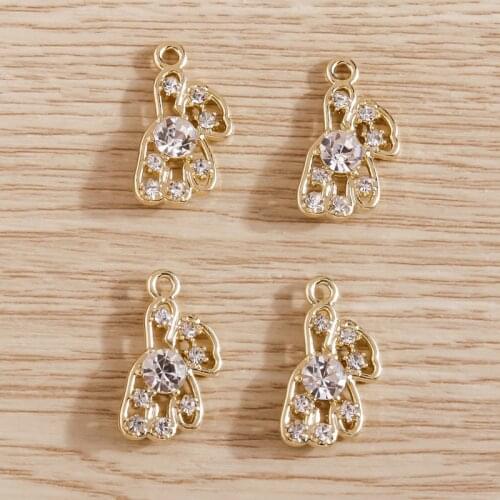 8pcs 8*18mm Small Cute Crystal Bear with Hands Up Charms Pendants for Necklace Bracelet Earrings Handmade Jewelry Making Craft