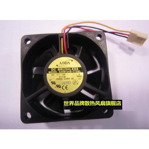 ADDA AD0612XB-C72GL DC 12V 0.31A 60x60x20mm 6cm Dual Ball Bearing Server Square cooling fan