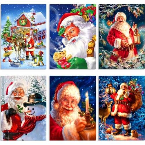 Diy Diamond Painting Cartoon Santa Claus Christmas Landscape Full Drill Diamond Embroidery Home Decoration Christmas Gift Jq217