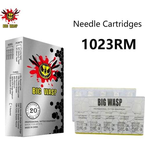 BIGWASP 1023RM Tattoo Needle Cartridges #10 Bugpin (0.30mm) 23 Curved Magnum 23RM for Cartridge Tattoo Machines & Grips 20Pcs