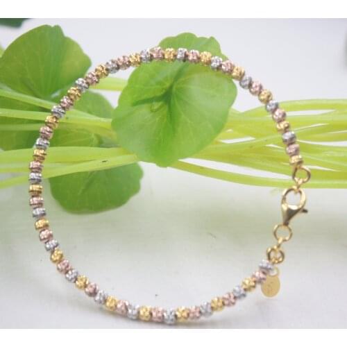 Pure S925 Sterling Silver Bangle For Lover Color Beads Bangle 55-59mm Friend Gift Hot Sale 4mm Link