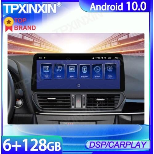 For Mazda 3 Angkesaila2014-19 Android 10 6+128G ROM Car Radio Player Multimedia GPS Navigation Stereo Headunit Wireless Carplay