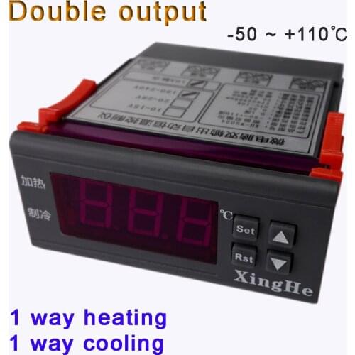 Heating+cooling 2 way output thermostat to keep constant temperature with high temperature and low temperature alarm function