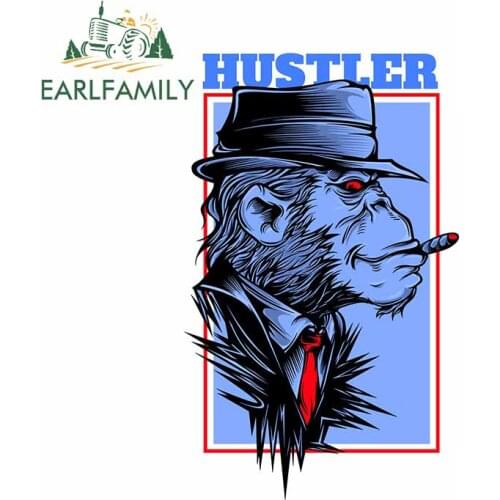 EARLFAMILY 13cm x 5.5cm Hustler Animal Print Sticker JDM Racing Motorcycle Helmet Car Stickers Laptop Skateboard Decal