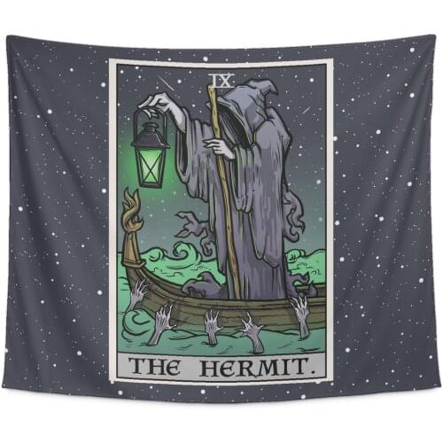 The Hermit Tarot Card Gothic Halloween Wall Decor Hanging Tapestry Charon Gifts