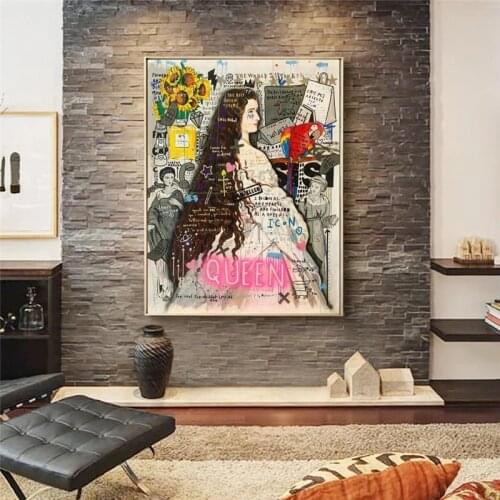 Graffiti Art Posters and Prints on The Wall Canvas Portrait Queen Painting The Famous Artwork Picture for Living Room Home Decor