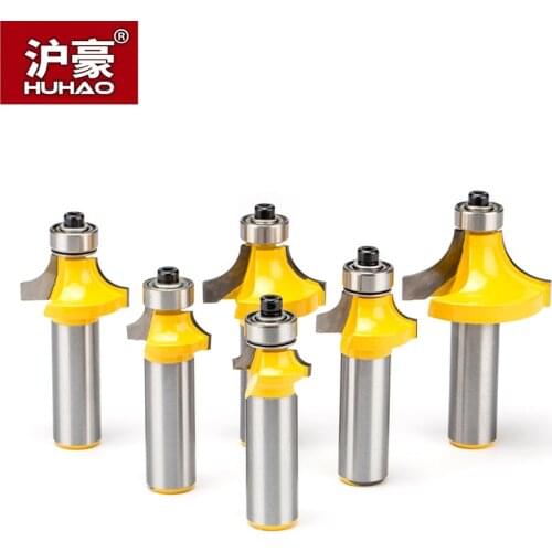 HUHAO 1 set Round-Over Router Bits for Wood 2 Flute Endmill With Bearing Milling Cutter Woodworking Tool Corner Round Over Bit